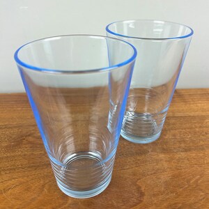 Vintage IKEA Vanlig Tumbler Blue Tinted Ribbed Glasses 18 Oz - Set of 2