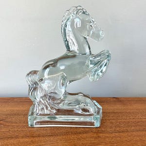 Vintage L.E. Smith Glass Horse Bookend
