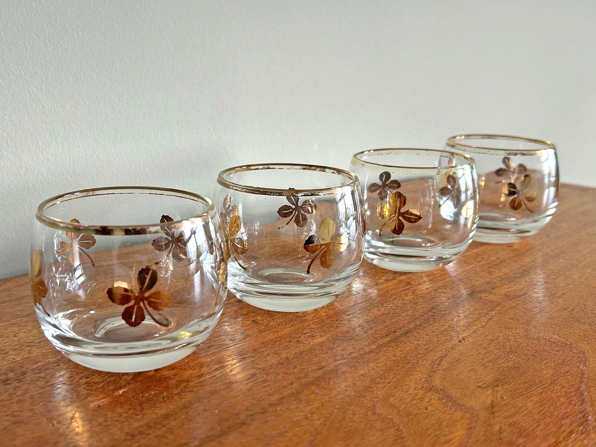 Vintage Federal Glass Lucky Clover Roly Poly Glasses - Set of 4 - Etsy