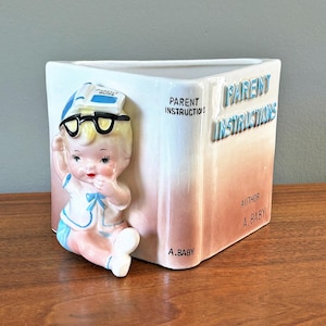 Vintage Keramik Planter Baby Boy Eltern Anleitung Samson Import Co 5164A 1961