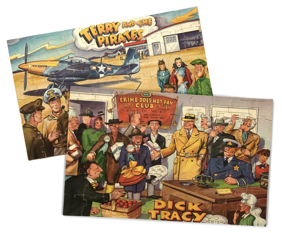 Vintage Pair of 1946 Jaymar Puzzles Dick Tracy / Terry and the Pirates