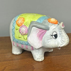Vintage Ceramic Elephant Coin Bank