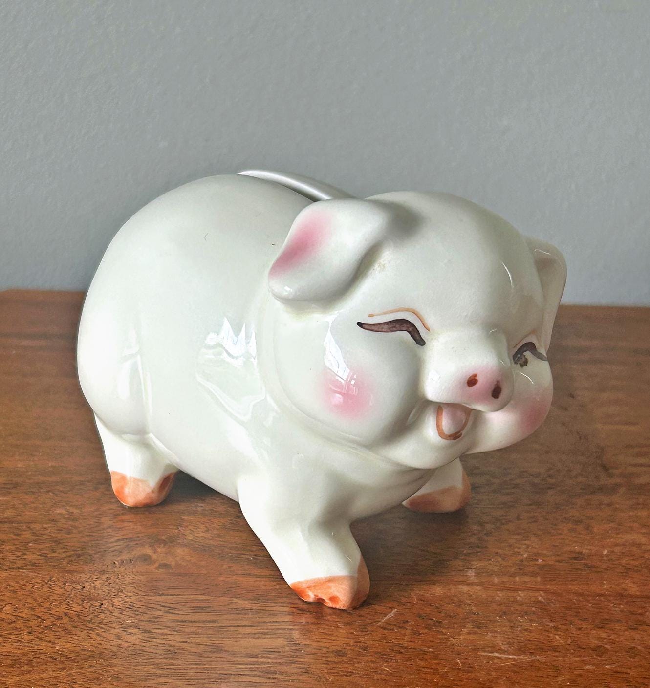 Vintage Laughing Pig Ceramic Coin Piggy Bank - Etsy Canada