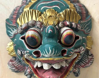 Antique Hand Carved Wooden Tibetan Tantrik Thai Mask