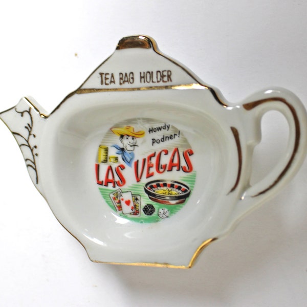 Vintage Las Vegas Souvenir Tea Bag Holder