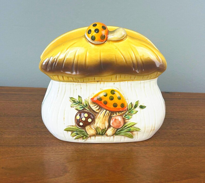 Vintage Merry Mushroom Collection Ceramic Napkin Holder by Sears Roebuck and Co 1983