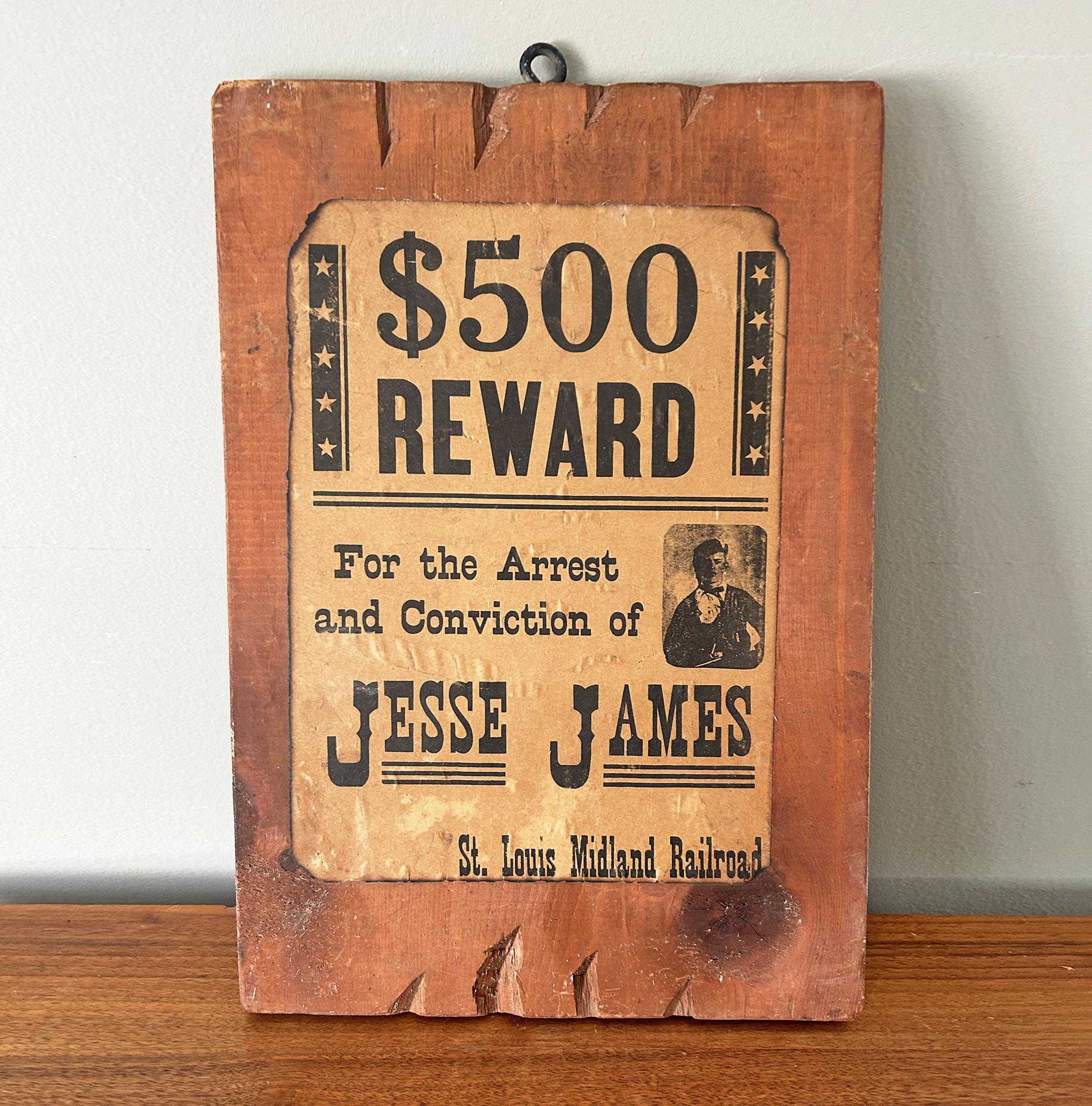 レア 貴重 GICODE サイン入りポスター 当選品 RIZE JESSE Vintage Reward Poster for the Arrest of Jesse James Wood Sign