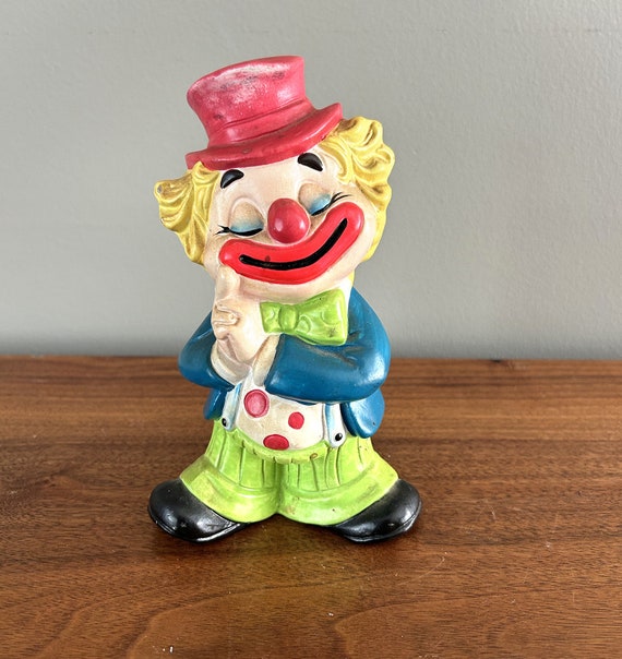 Vintage 1960s Plaster Dayglo Hobo Clown Bank by Napco / Napcoware
