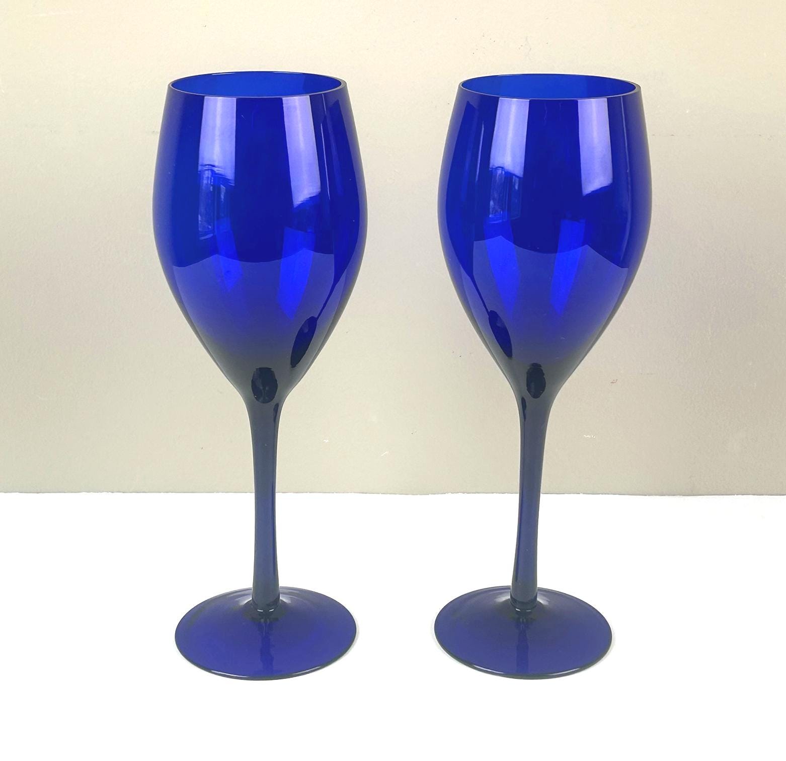 コバルトブルー カットガラス ワイングラス 4個セット Cobalt blue wine glass - Etsy 日本