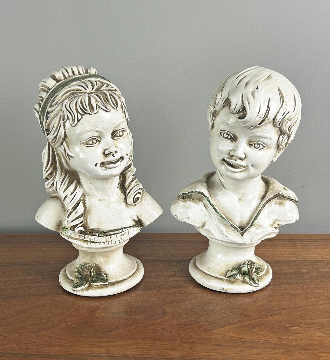 universal statuary corp 1960 超ビンテージ Vintage Girl and Boy Busts by Universal Statuary Corp. Chicago