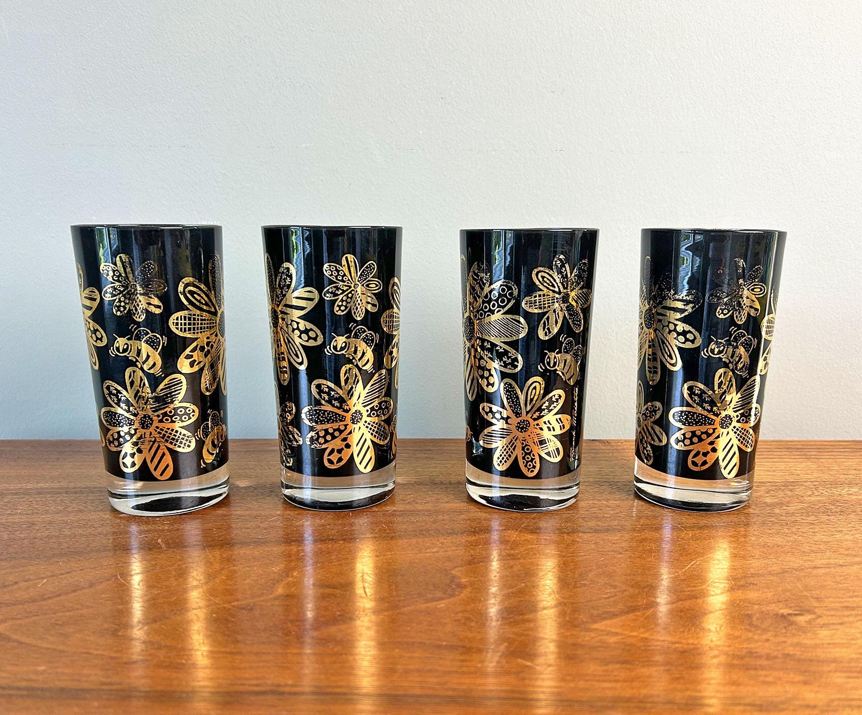 Vintage Colony Crystal Mid-century Frank Maietta Flowers Bees