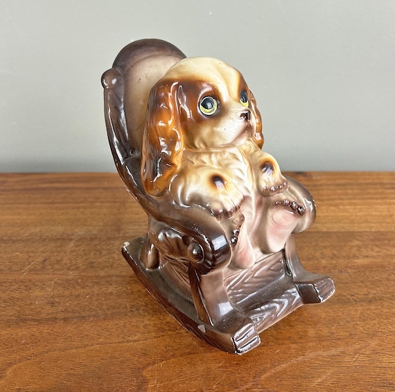 Vintage Ceramaster Anthropomorphic Cocker Spaniel Rocking Chair