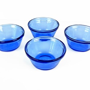Vintage Anchor Hocking Cobalt Blue Glass Ramekins 6 Oz Condiment