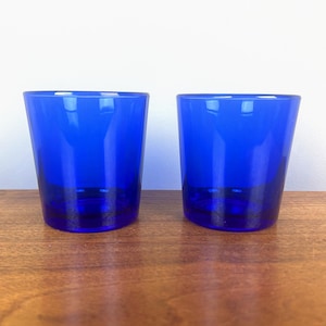 Vintage Libbey Cobalt Blue Old Fashioned Glasses - Set of 2