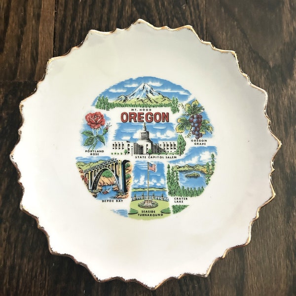 Vintage Oregon Souvenir State Plate