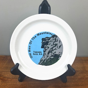 Vintage alter Mann der Berge Franconia Notch New Hampshire Sammlerstück Souvenir Platte