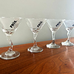 Vintage Set of 4 Fris Vodka Martini Glasses by Luminarc France Drunken &quot;Z&quot; Stem with Clear Base
