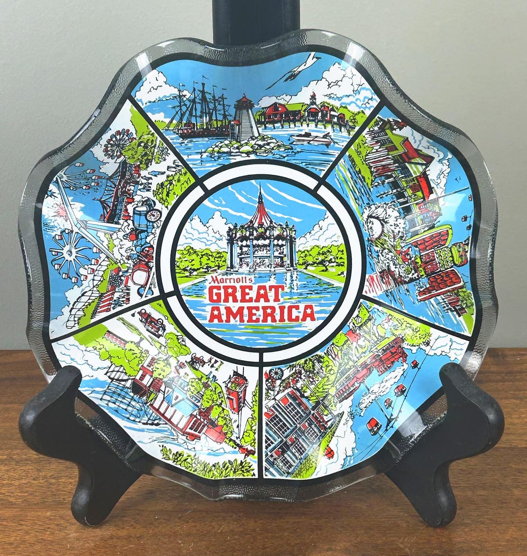 Vintage Marriott’s Great America Souvenir Candy Dish Glass Ruffle Plate ...