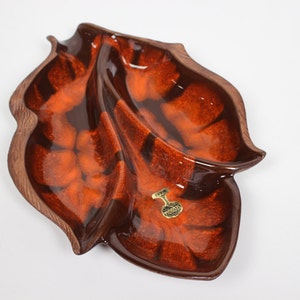Vintage Sequoia Ware Leaf Separated Serving Dish