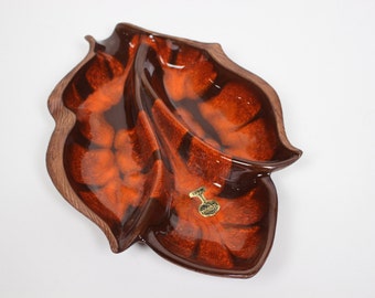 Vintage Sequoia Ware Leaf Separated Serving Dish