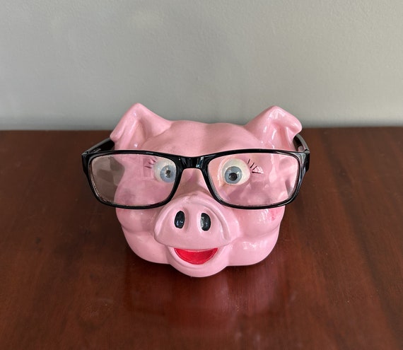 Vintage Ceramic Pig Eyeglass Stand - image 1