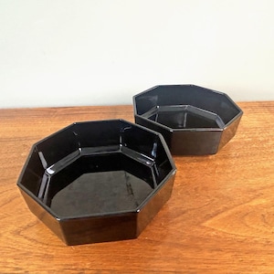 Vintage Arcoroc France OCTIME Black Salad Cereal Bowls -  Set of 2