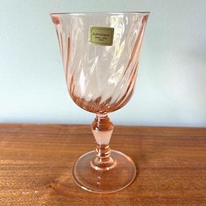 Vintage Luminarc J.G. Durand Pink Swirl Rose Petals Rosaline 6oz Wine Glass