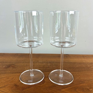 Vintage Schott Zwiesel Modo Clear Crystal Glass Long Stem Wine Glasses 14 oz - Set of 2