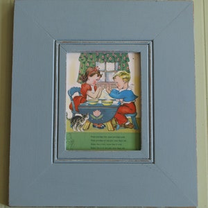Vintage Framed Print of Boy and Girl Nursery Rhyme