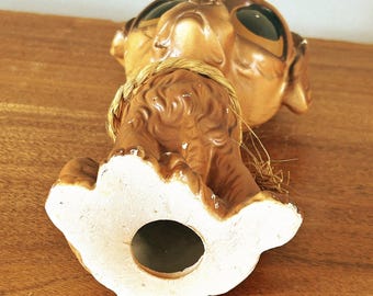 ビンテージEnesco製 Big eye Dog 置物 陶器 犬 フィギュリン Vintage Sad Big Eyed Dog Ceramic Figurine Enesco 1960s - Etsy