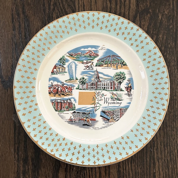 Vintage Wyoming Souvenir State Plate