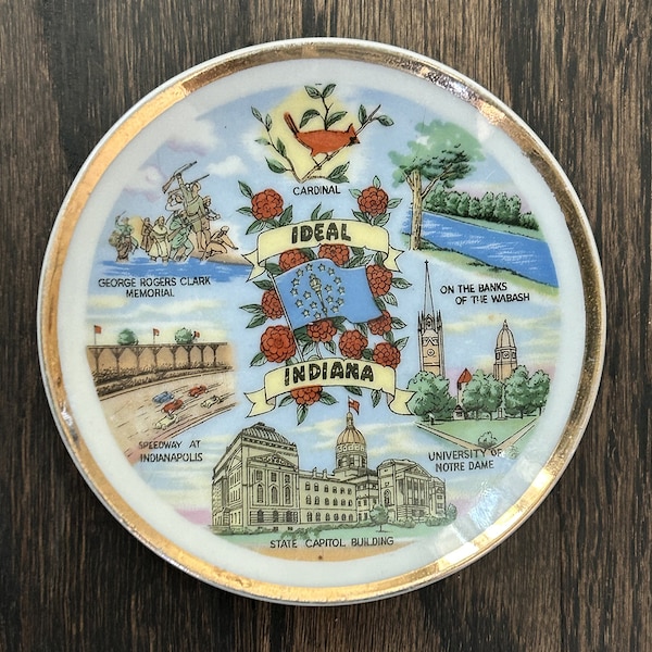 Vintage Ideal Indiana Small Souvenir State Plate