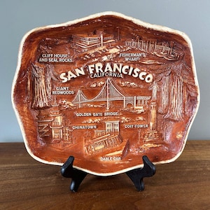 Vintage San Francisco Souvenir Wandbehang Tablett Kalifornien Mitte des Jahrhunderts Dekor Asmco