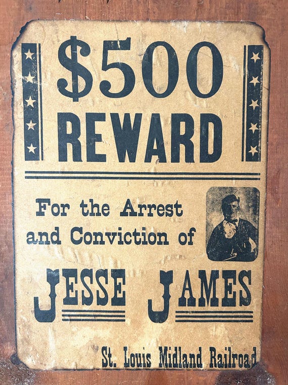 レア 貴重 GICODE サイン入りポスター 当選品 RIZE JESSE Vintage Reward Poster for the Arrest of Jesse James Wood Sign