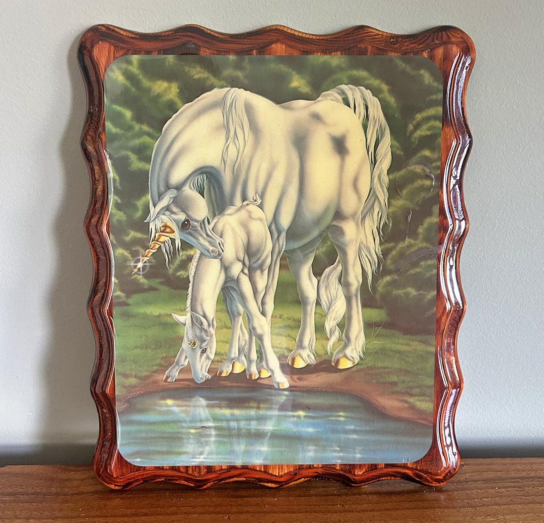 Vintage 1982 Sue Dawe First Look Unicorn Lacquered Wood Wall Plaque - Etsy