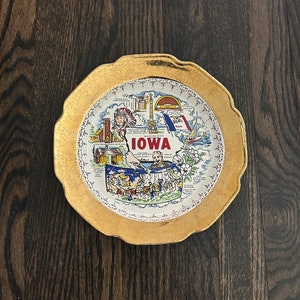 Vintage Iowa Souvenir State Plate Crest-O-Gold