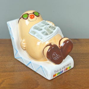 Vintage Retired Human Bean Coin Bank by Enesco 1981