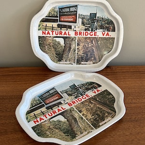 Vintage Natural Bridge Virginia Pair of Souvenir Trays