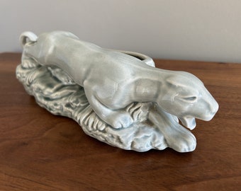 Vintage Mid Century Ceramic Panther / Mountain Lion Planter