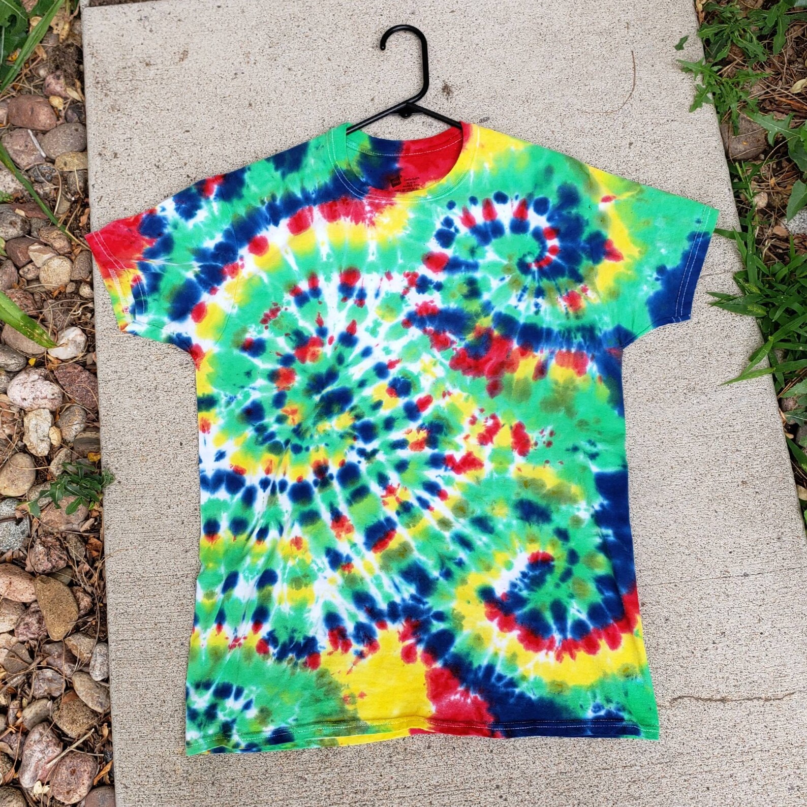 Adult Medium Green Yellow Red and Blue Tie Dye Shirt Etsy