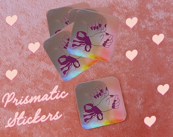 Iridescent Pink Hands Tied Sticker - Naughty Holographic Vinyl