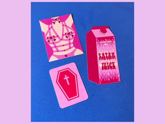 Pastel Goth Pink BDSM Coffin Sticker Set DDLG Baby Brat Kink