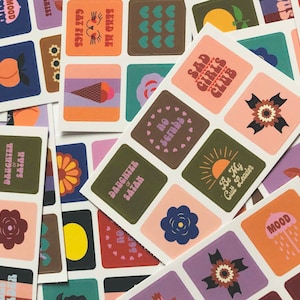 Sticker esthétique kawaii en vinyle brillant de l'an 2000 - Feuille d'autocollants pour agenda - Stickers féministes fleurs - Stickers soins personnels santé mentale pêche