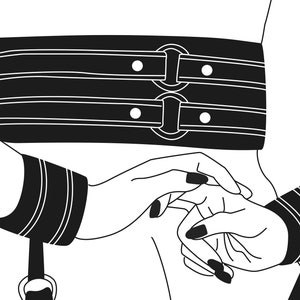 Shibari Bdsm Art Ddlg Art Print Leather Harness Illustration Woman In