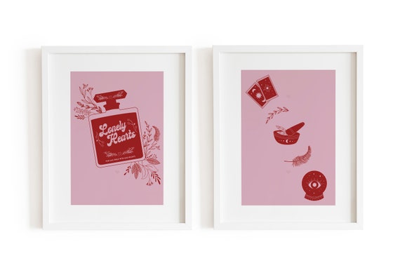 Pastel Pink Witch Witchy Home Decor Witchy Print Herbal - Etsy