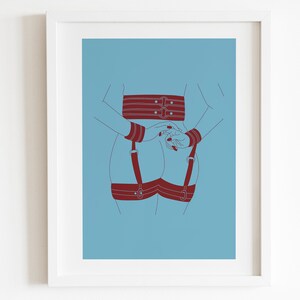 Shibari Art Print – Frau im Bondage Harness, erotische Illustration Bild 6