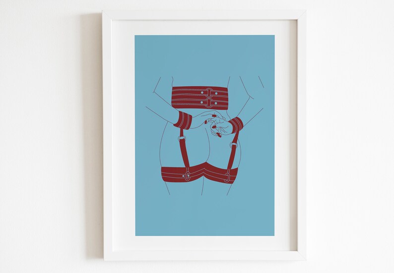 Shibari Art Print – Frau im Bondage Harness, erotische Illustration Bild 6