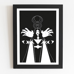 70s Hammer Horror Demonic Satanic Witch Wall Art Print - 70s Vintage Midcentury Gothic Halloween Occult Witchcraft Wall Art Print Decor