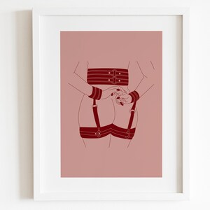 Shibari Art Print – Frau im Bondage Harness, erotische Illustration Bild 7