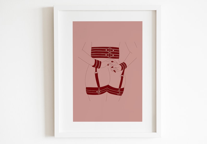 Shibari Art Print – Frau im Bondage Harness, erotische Illustration Bild 7